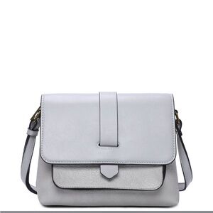 Light Gray Structured Crossbody Bag with Adjustable Strap
